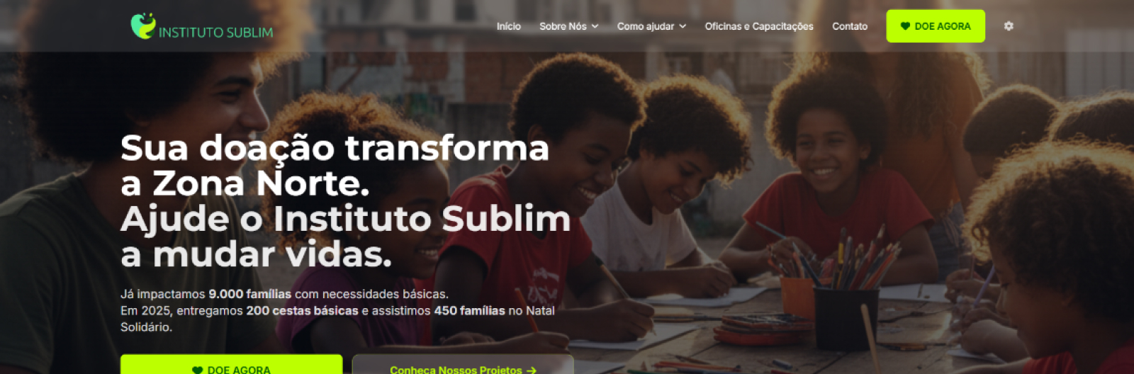 Projeto de captação digital para ONG criada por Robson Svicero — UX/UI Design e React